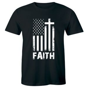 USA Flag with Cross Top American Christian T-shirt